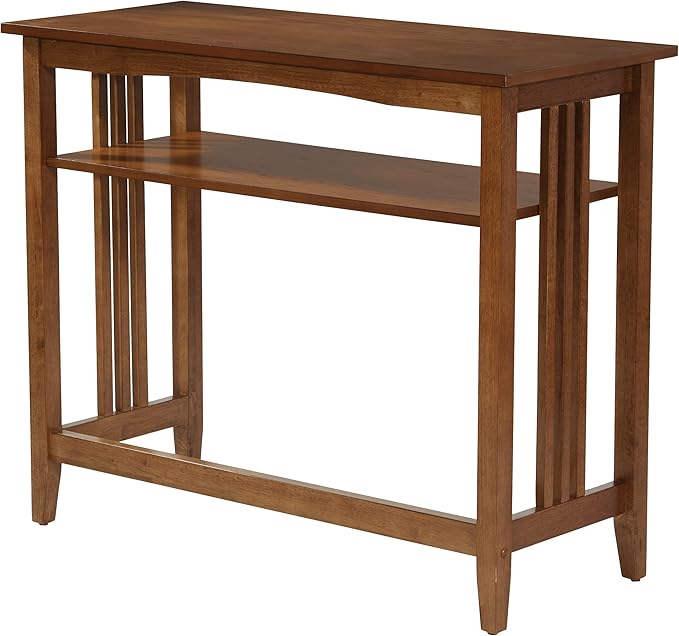 OSP Home Furnishings Sierra 36-Inch Sofa Table with Lower Storage Shelf and Mission Style Side Panels, Ash Brown