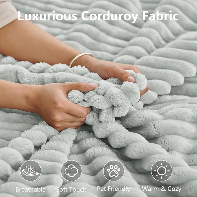 107" L-Shape Sofa with Ottoman, Modern Modular Sectional Comfy U-Shape Cloud Couch, Deep Seat, Upholstered Corduroy Sleeper Chaise Longue for Living Room Bedroom, No Assembly Required, Grey