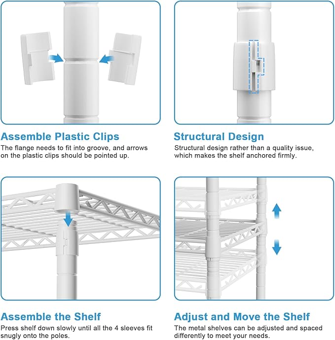 Ulif H4 Mini Portable Closet, 4 Tiers Freestanding Clothing Garment Rack for Small Space, Metal Clothes Wardrobe System for Bedroom, 23.6" W x 14" D x 76.4" H, Load 502 lbs, White