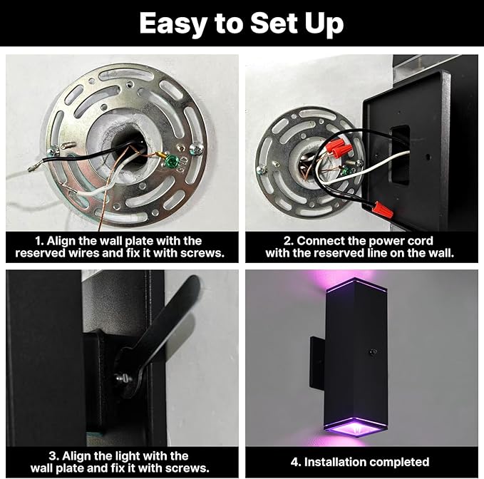 Outdoor Wall Lights 4 Pack, RGBCW Exterior Lighting Sconce,2700K-6500K Dimmable Smart Porch Lights Outdoor for House Patio Garage, Compatible with Alexa/Google Assistant, Bulb Included