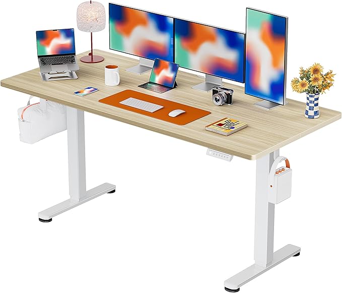 ErGear Height Adjustable Electric Standing Desk, 71 x 30 Inches Sit Stand up Desk, Memory Computer Home Office Desk Large Desk with Two-Piece Desktop (Natural)