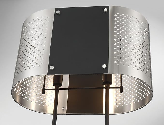 GEORGE KOVACS P5534-420 Noho Two Light Floor Lamp, Brushed Nickel W/Sand Coal