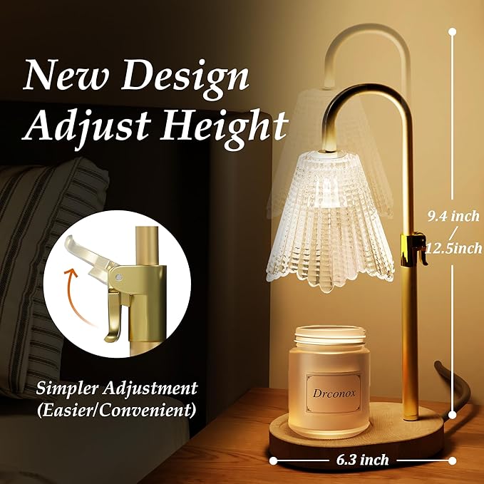 Candle Warmer Lamp with Timer & 4-Level Brightness - Adjustable Height Wax Melt Warmer for Jar Candles, Home Decor Accent, Birthday Gifts for Women (Includes 2 Bulbs)