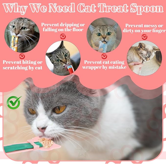 Yolev 3pcs Cat Treat Squeeze Spoon Multi-Function Lickable Dispenser Cat Strip Feeders Spoon Wet Food Puree Dispenser Feeding for Liquid Snack Puree Bisque Puppies Small Pets Pet Supplies