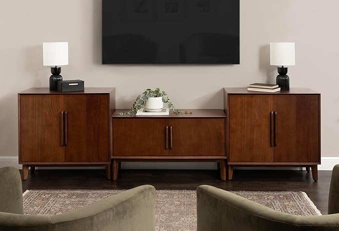 Kate and Laurel McCutcheon Modern Two-Door Mango Wood Floor Storage Cabinet, 30 x 15 x 30, Walnut Brown, Transitional Living Room TV Stand for Use as Sideboard Buffet Cabinet or Bar Storage Buffet