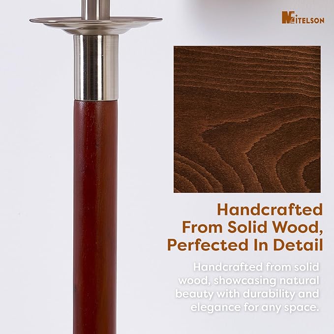 Mid Century Modern Lamp with Dimmable Switch and Bulb, LED Bedside Lamp for Bedroom, Wood Table Lamp for Nightstand, Desk Reading Lamp for Kids Room, Living Room, Office, Walnut Finish