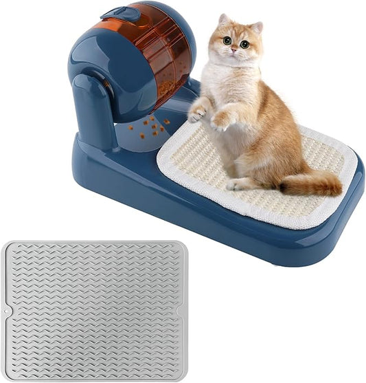 Cat Puzzle Feeder,Adjustable Difficulty Interactive Cat Food Treat Dispenser,Slow Feeder Dog Bowl Stimulate Brain Training Pet Treat Puzzle Toys with Anti-Slip Mat for Dog Small Animals (Blue)