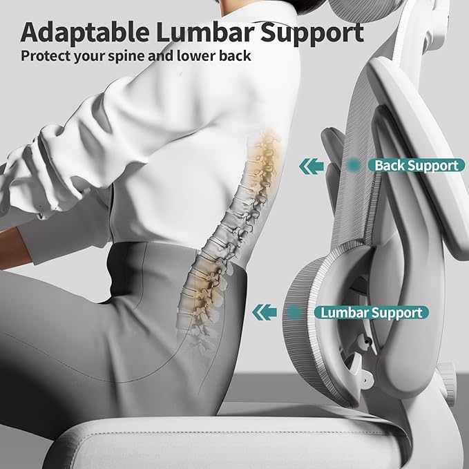 TRALT Office Chair Ergonomic Desk Chair, 330 LBS Home Mesh Office Desk Chairs with Wheels, Comfortable Gaming Chair, High Back Office Chair for Long Hours (White White)