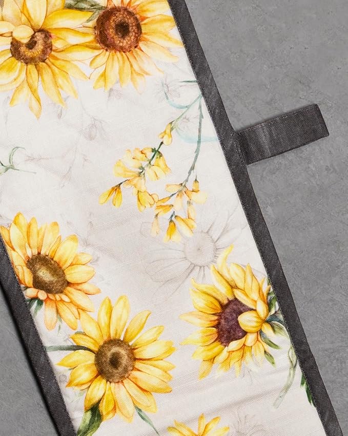 Maison d' Hermine Double Oven Mitts 100% Cotton 7"x35" Double Oven Mitt Heat Resistant BBQ Cooking Gloves with Loop, Baking, Grilling, Home, Kitchen, Handling Hot Pans Spring Summer (Candice)