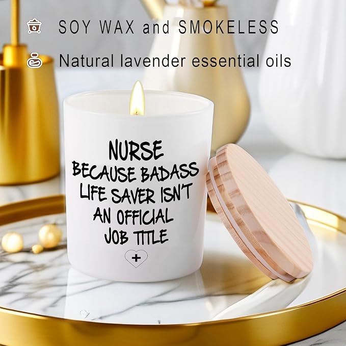 BFJLIFE Nurse Gifts for Women Funny Unique School Nurse Practitioner Gifts for Christmas Birthday Nurse Week Appreciation Novelty Lavender Scented Soy Candles