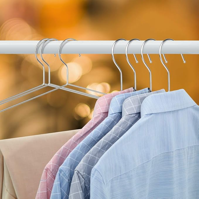 40-Pack Heavy-Duty Stainless Steel Hangers – 15lb Capacity, Rustproof Metal Closet Hangers with Notched Design for Straps, Ideal for Home, Dorm, Laundry & Outdoor Use, Silver
