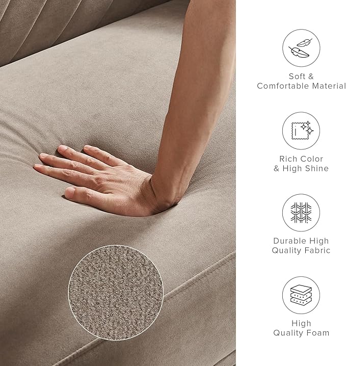 mopio 76.4" Futon Sofa Bed, Couch, Loveseat, Sleeper Sofa, Mid Century Modern Futon Couch, Sofa Cama, Couches for Living Room (Mocha Brown Premium Velvet)