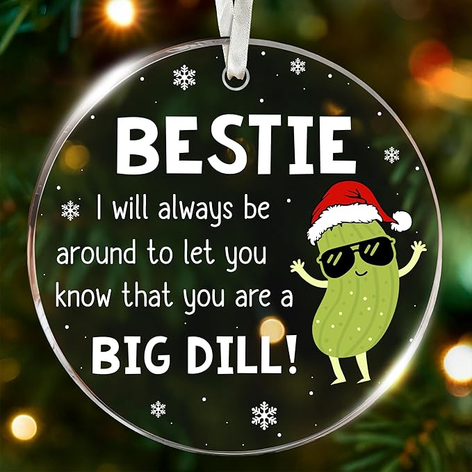 Best Friends Ornament - Pickle Ornaments for Christmas Tree, 2025, Unique Dill Pickle Christmas Ornament, Perfect Besties, Highlighting Big Dill Emotional