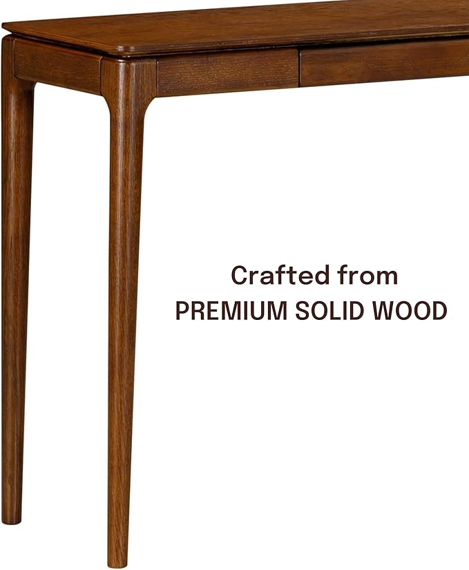 NTC Mingle 47-Inch Console Table, Modern Solid Wood Entryway Table with Hidden Drawer, Waterproof & Heat Resistant, Narrow Table for Hallway, Living Room & Foyer, Dark Walnut