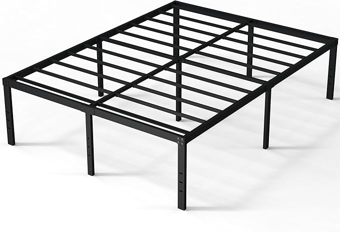 Full Size Bed Frame No Box Spring Needed, 20 Inch Heavy Duty Metal Platform Bed Frame Full Support Up to 3000 lbs, Easy Assembly, Noise Free, Black
