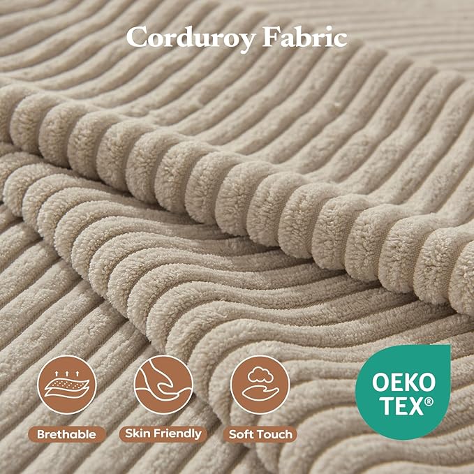 106" 3-Seater Sofa, Cloud Modular Sofa with Certified Foam, Upholstered Floor Sofa with Deep Seat, Upholstered Sofa for Bedroom Living Room, No Assembly Required (Corduroy Fabric, Beige)