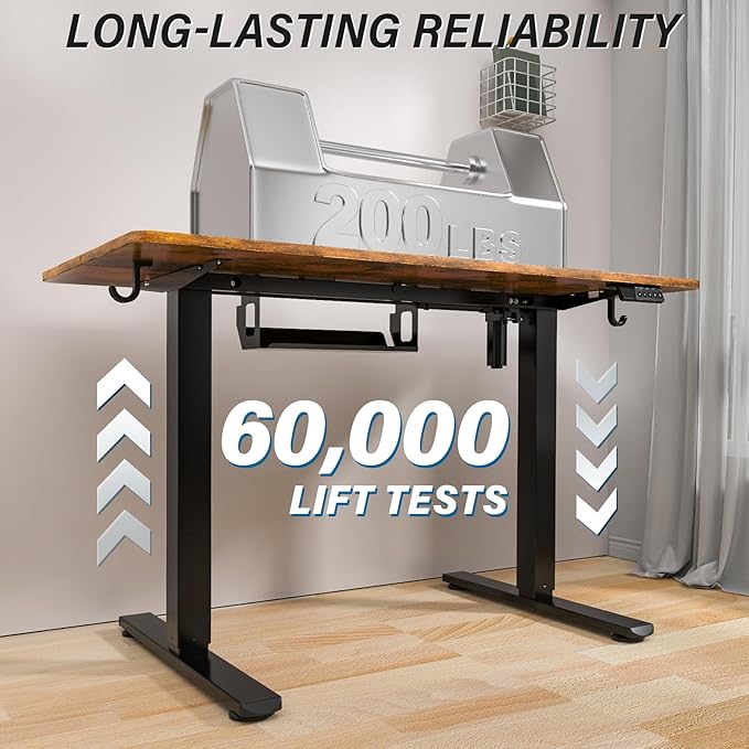 Kingant Standing Desk Height Adjustable Electric Stand Up Desks [48 x 24 Inch] - Ergonomic Sit Stand Desk Rising Desks for Home Office Computer Desk Stand Desk Workstation with Cable Management