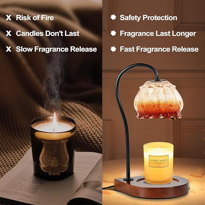 Candle Warmer Lamp with Timer, Electric Dimmable Candle Warmer Melter, Small & Large Jar Fragrance Candle Holders for Home Decoration Gift for Women, Coffee
