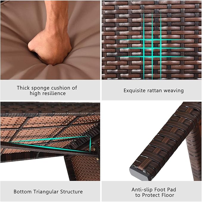 Tangkula Patio Corner Sofa Set 3 Piece, Outdoor Rattan Sofa Set, Includes Lounge Chaise, Loveseat & Coffee Table, Patio Garden Poolside Lawn Backyard Furniture