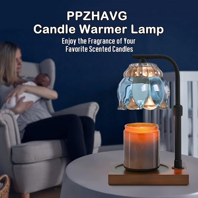 Candle Warmer Lamp Christmas Gifts for Women Mom, Compatible with All Jar Candles, Wax Melt for Candle Home Decor, Modern Farmhouse Decor, Candle Warmer Adjustable Height Timer SkyBlue