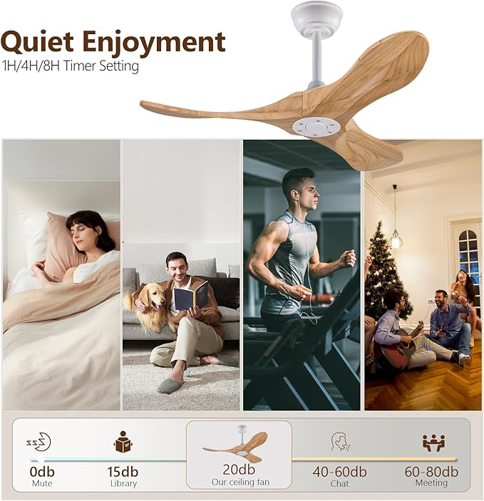 36 Inch Ceiling Fan no Light with Remote, Ceiling Fans without Lights, 3 Wooden Blades,Reversible DC Motor,6 Speeds,Outdoor Indoor Ceiling Fan for Patio Bedroom Farmhouse