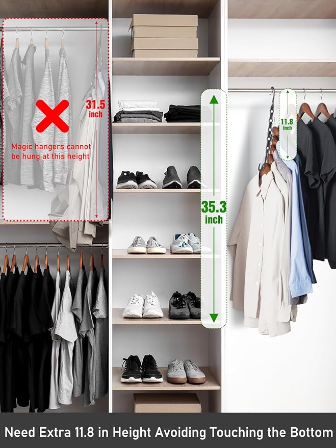 HOUSE DAY Space Saving Hanger 20 Pack Sturdy Black Magic Hangers for Closet Organizers and Storage for Heavy Clothes, Dorm Room Bedroom Home RV Car Camper Organization Essentials