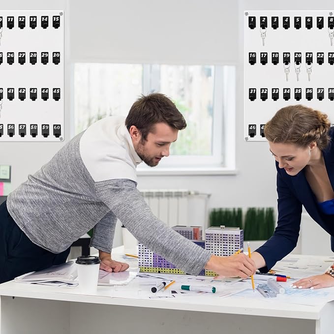 Acrylic Key Board with 60 No. Hooks Wall Mount Key Rack Holder Hanger Storage Collection for School, Garage, Car Dealer, Office, Hotel, Real Estate(Transparent)