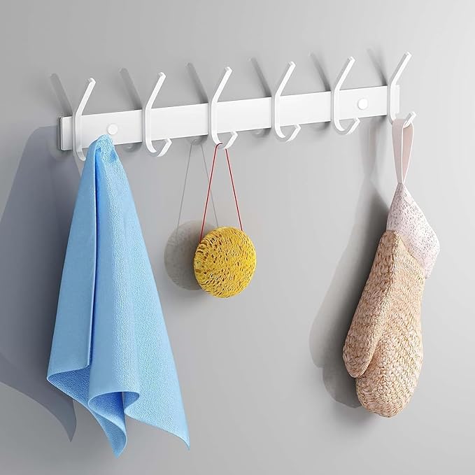 FANYITY 2 Pack Coat Rack Wall Mount, Coat Hooks for Wall, Entryway Coat Hanger Wall Mounted with 4 Double Dual Hooks for Purse Jacket Hat