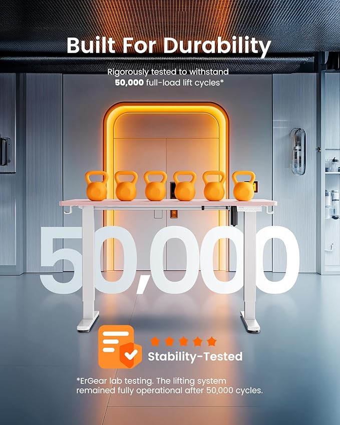 ErGear Height Adjustable Electric Standing Desk, 48 x 24 Inches Sit Stand up Desk, Memory Computer Home Office Desk with Pink Carbon Fiber Color Table Top Splice Board (Pink)