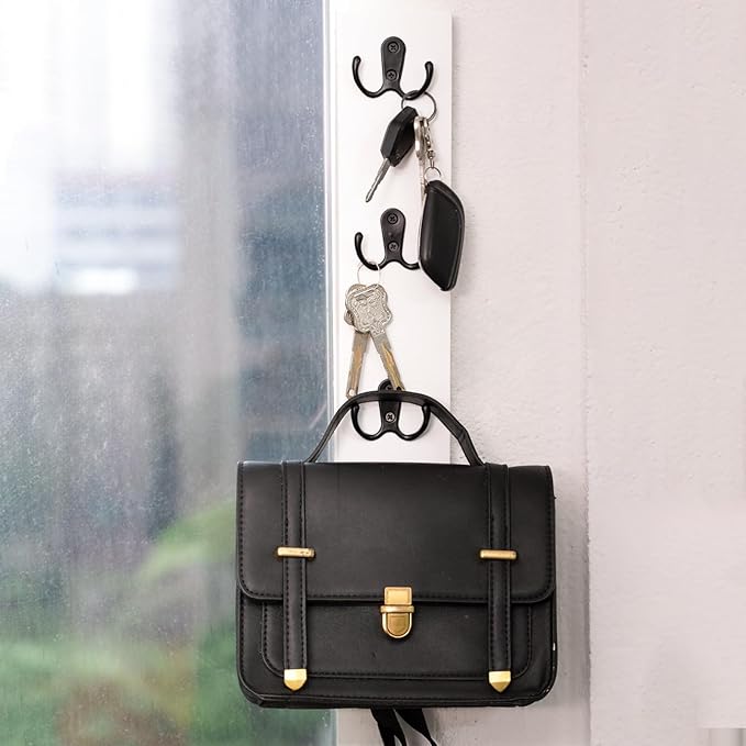 Vertical Wall-Mounted Key Holder – Stylish Entryway Hook Rack, Perfect for Narrow Spaces – Ideal Storage Solution for Keys, Scarves, Wallets, Belts, and Dog Leashes – Rustic Wood Key Hanger