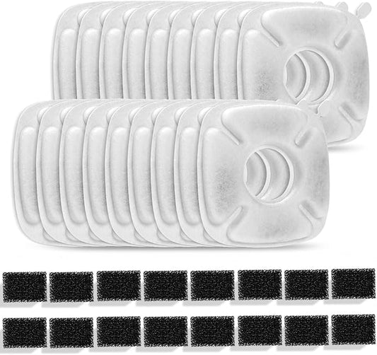 Cat Water Fountain Filter, 16 Pack Replacement Filters & 16 Pack Replacement Pre-Filter Sponges for 95oz/2.8L Automatic Pet Fountain Cat Water Fountain Dog Water Dispenser