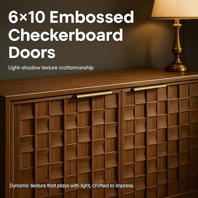 COLAMY Modern Sideboard Buffet Cabinet with Storage, Adjustable Shelves & Anti-Tip Kit, Doors with Gold Handles, Sturdy Engineered Wood Buffet Table for Dining Room, Living Room, or Entryway