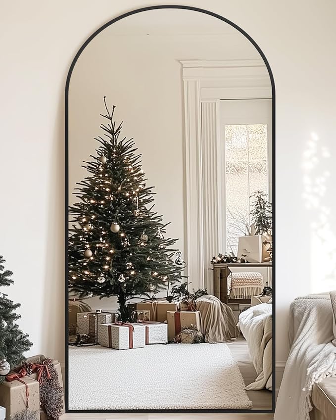 Floor Mirror, 78"×38" Full Length Mirror with Stand for Bedroom Living Room, Black