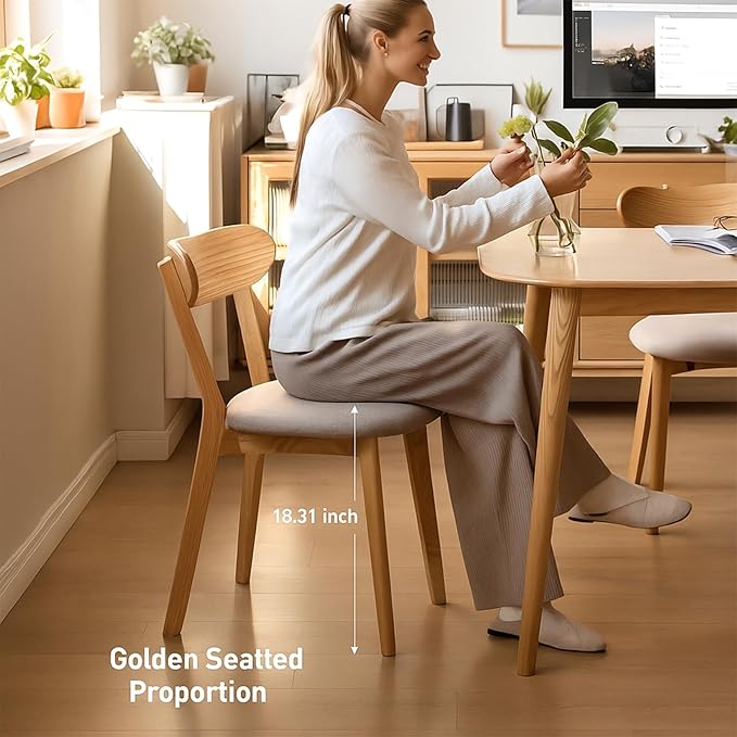 Solid Wood Dining Chairs Set of 6 - Gray Padded Upholstered,Heavy Duty Solid Oak Dining Chairs Suitable for Restaurants, Kitchens,Offices,Home or Commercial Use,400 lbs Capacity