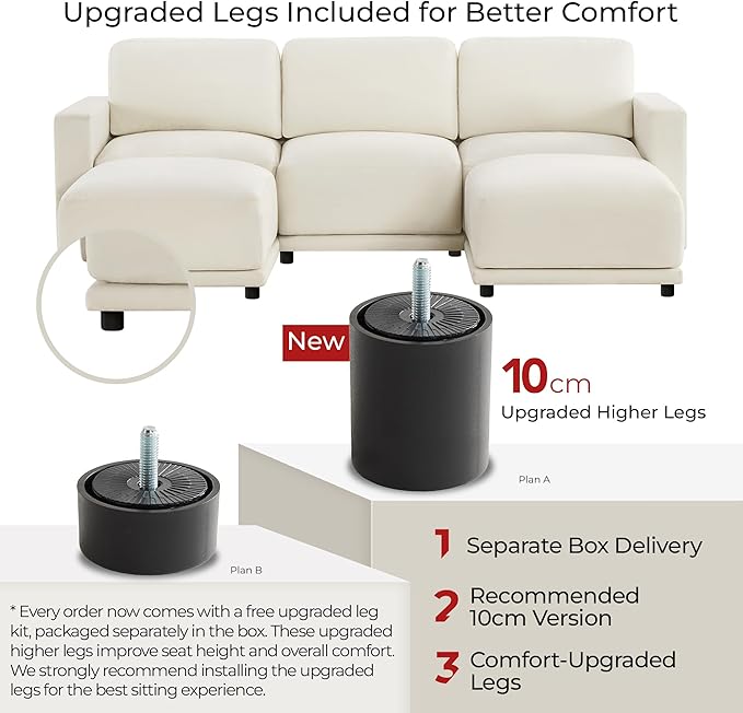 CHITA 116" Sectional Couches for Living Room, Modular Sectional Sofa with Chaise, Comfortable 8-Layer Cushion Structure Design, 5 Seat U Shaped Sectional Couch, Chenille in Cream