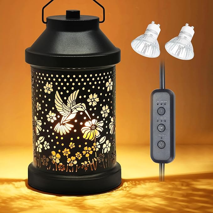 Dialan's Candle Warmer Lamp with Timer - Electric Candle Wax Melt Warmer with Dimmer for Scented Wax Jar Candles Home Decor Bedside Candle Lamp Gifts for Women Mom (Hummingbird, 2 Bulbs Included)