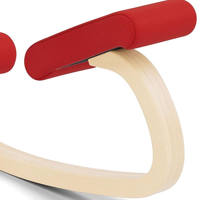 Varier Variable, The Original Kneeling Chair, Ergonomic Chair, Natural/Red, 10 Year Warranty, Design by Peter Opsvik