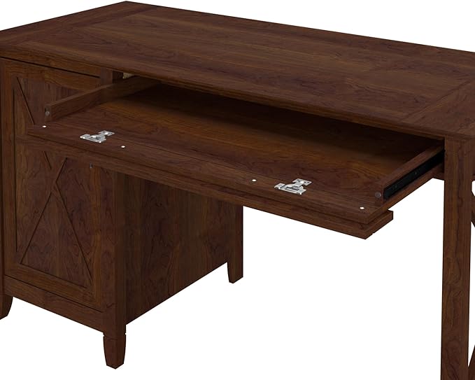 Bush Furniture Key West Computer Desk with Storage | Farmhouse PC Table for Home Office in Bing Cherry | 54W x 24D
