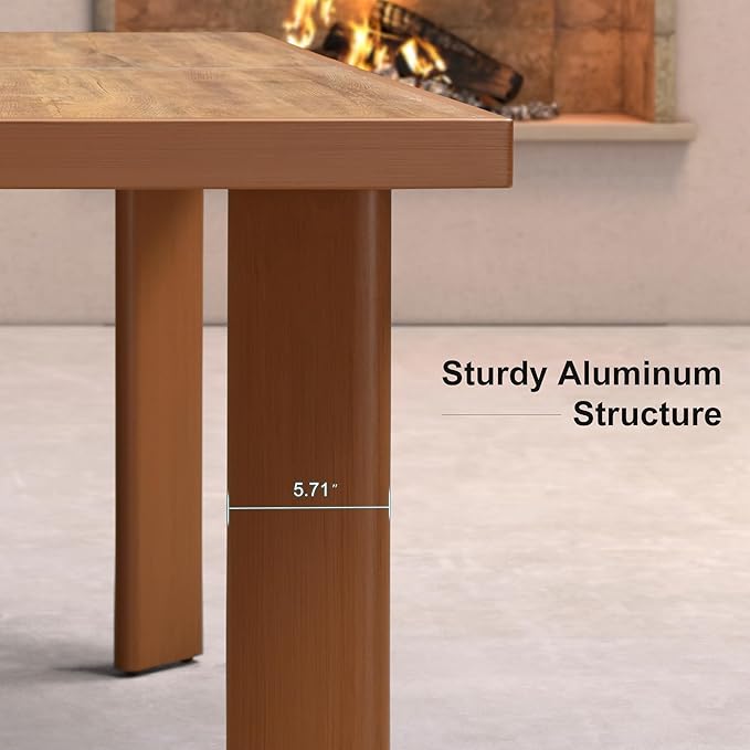 PURPLE LEAF 7 Pieces Patio Dining Set Aluminum Rectangular Table and Rattan Arm Chairs with Cushions for Kitchen Porch Garden Modern Outdoor Furniture Sets