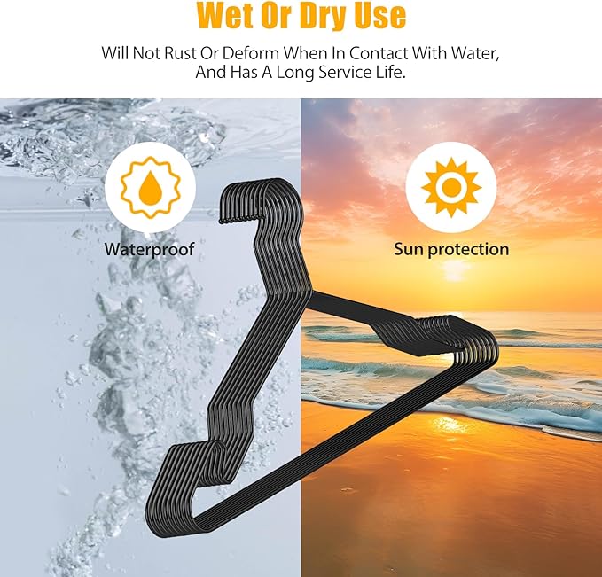 Black Aluminum Hangers, 16.5 Inch Smooth and Durable Metal Shirt Dress Hanger, Lightweight and Sturdy Metal Hanger for Suit Jackets and Casual Pants (20 Pack) (Black, Black-20P)