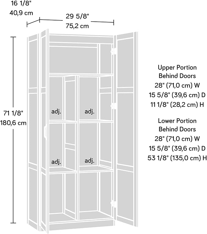 Sauder Select Storage Cabinet, Pantry Cabinet Kitchen Storage with Adjustable Shelves, Bathroom Storage Cabinet, in Highland Oak
