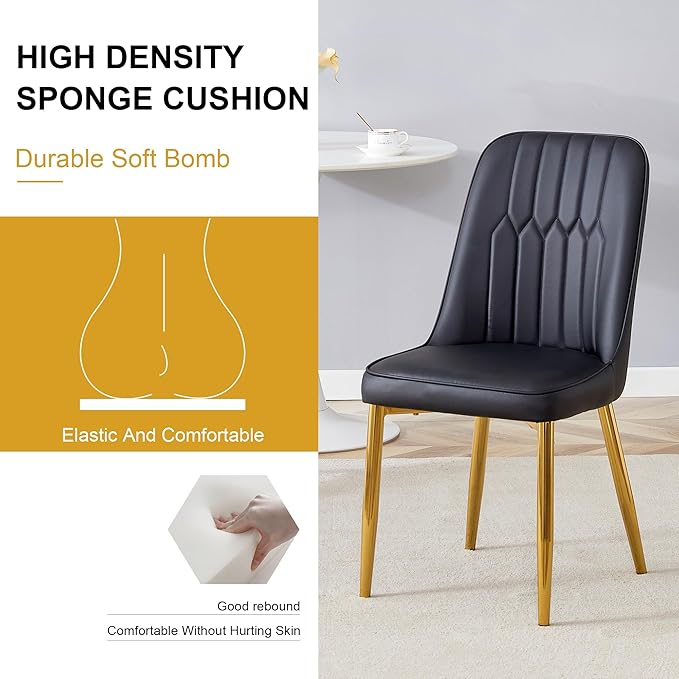 Dining Chairs Set of 8，Modern Dining Chairs, Equipped with PU Leather Backrest Cushions and Metal Legs, Suitable for Restaurants, Kitchens, and Dining Room Chairs