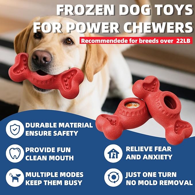 Frozen Dog Treat Holder for Aggressive Chewers - Interactive Dispensing Toy Enrichment Keep Them Busy, Fillable Chew Toy for Teething with Mold｜Mess-Free｜Easy to Clean
