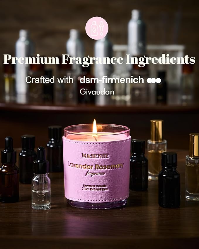 M&SENSE Tobacco Leather Berries Scented Candles, Heavy Scented Candles,Vegan Soy Wax,10oz 42-Hour Long Burning Time,Relax Fall Home Fragrance, Cozy Winter Romance Fancy Gifts for Men Women