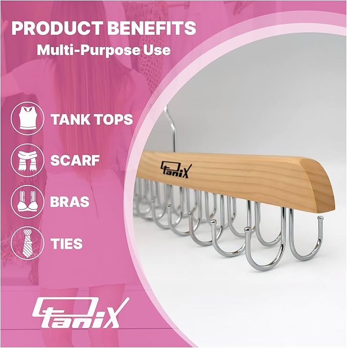 2 Pack Tank Top Hangers Space Saving, Bra Hangers for Closet Organizer, Bra Organizer for Closet, Space Saving Organizers and Storage for Dorm & Apartment for Tankto (Wooden)