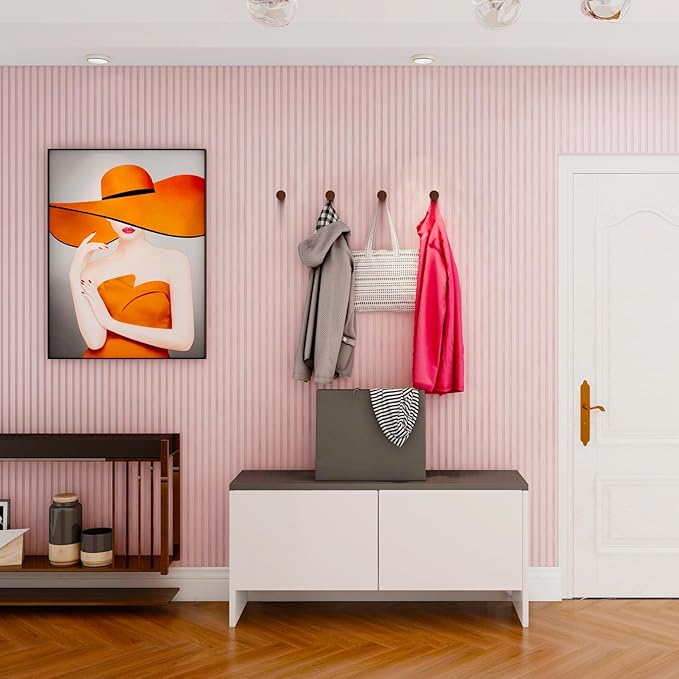 Wood Wall Hooks, 4 Pack Wooden Coat Hooks Wall Mounted, Rustic Hat Hooks Heavy Duty Entryway Wall Hangers for Hanging Purse, Towels, Clothes, Backpack