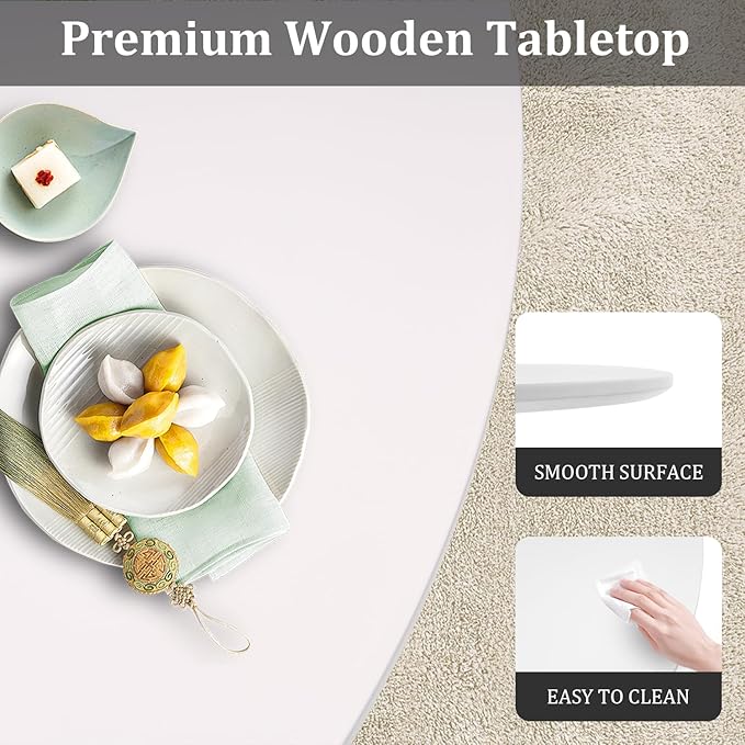 Round Dining Table,31.5”Kitchen Table for 2-4 People,MDF Table Top with Metal Pedestal Base,Tulip Design for Kitchen,Dining Room,Living Room,Leisure,White