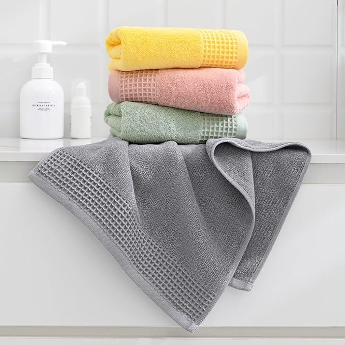 sense gnosis Green Hand Towels Terry & Waffle Weave Design Premium 100% Cotton 2 PC Towel Set Soft Absorbent Quickdry Spring Decorative Bathroom Hand Towel 13X 29 Inch