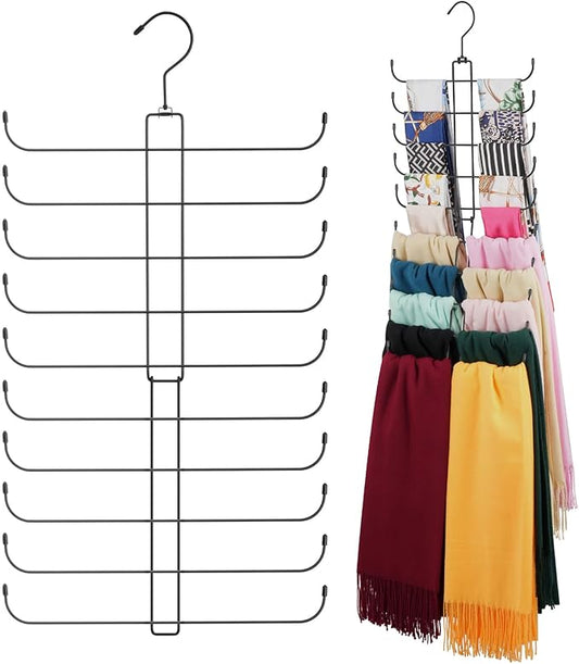 ZEDODIER Scarf Organizer Scarf Hanger for Closet, Rotatable Sturdy Hijab Holder Holds 20 Scarves, Space Saving Closet Organizers and Storage, Black