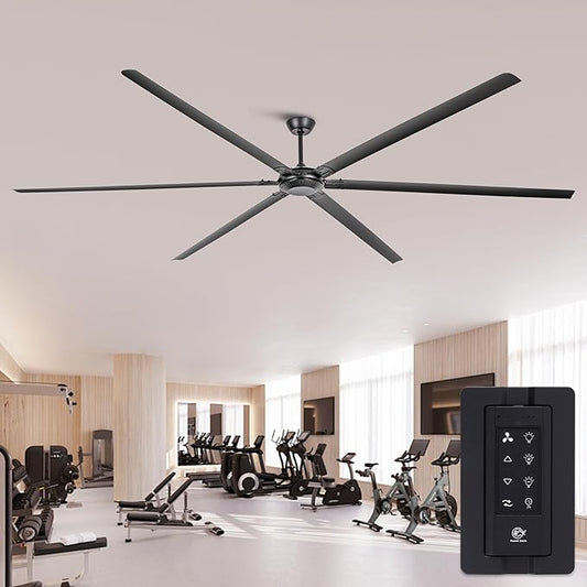 120 Inch Industrial Ceiling Fans without Lights, DC Motor Large Shop Garage Ceiling Fan with Remote, 36000 CFM High Airflow Big Ceiling Fan, Reversible Metal Fan for Warehouse Barn Commercial Space